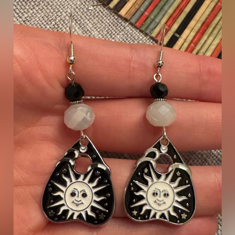 Sun and Moon Black and White Earrings